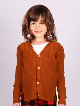 Kids Solid Colour Button Sweater